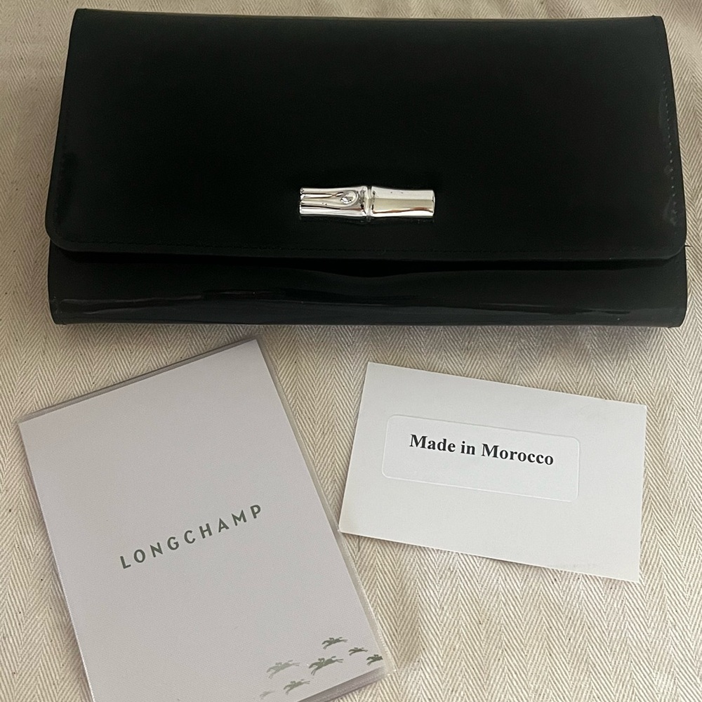 Longchamp Black Clutch with Silver Detail